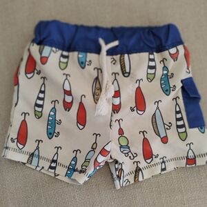 Mud Pie Blue and Cream Kids Swim Trunks